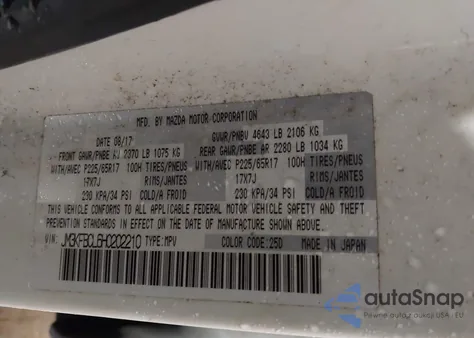 2017 Mazda Cx-5 Touring z USA, uszkodzony, nr VIN JM3KFBCL6H0202210